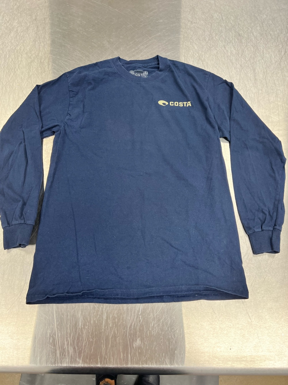 Costa Navy Blue Long Sleeve Tee with Small Logo
